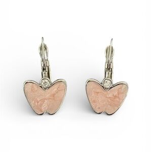 Elegant Silver and Pink Butterfly Earrings